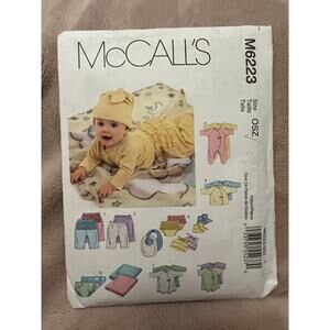 McCalls 6223 pattern coverall top bodysuit pant diaper cover blanket bib hat